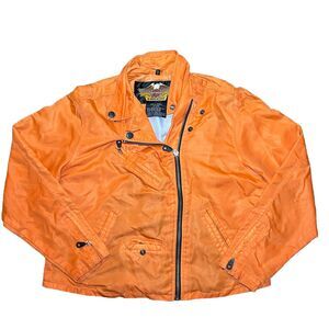 Harley Davidson Women's Racing Jacket Nylon Zippers Orange Black Sz XL Women’s